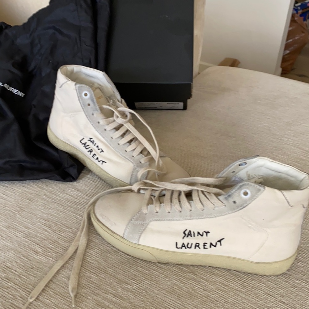 Saint Laurent distressed tennis high top shoes